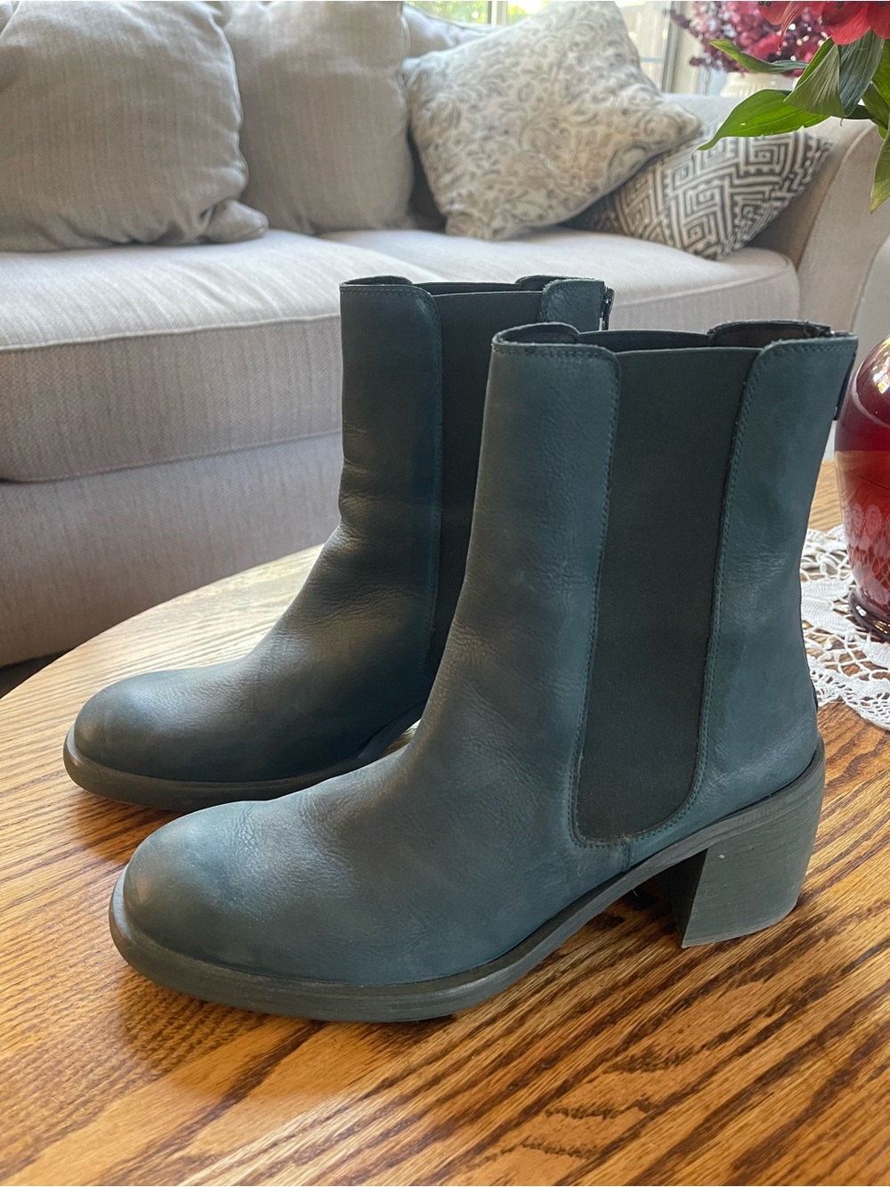 Free People Black Chelsea Block Heel Ankle Boots